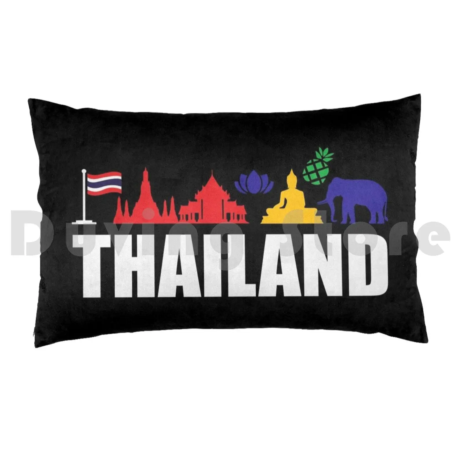 Thailand Icons Tourist Souvenir Funny Gift Idea Pillow Case Printed 50x75 Thailand Bangkok Thai Asia Travel