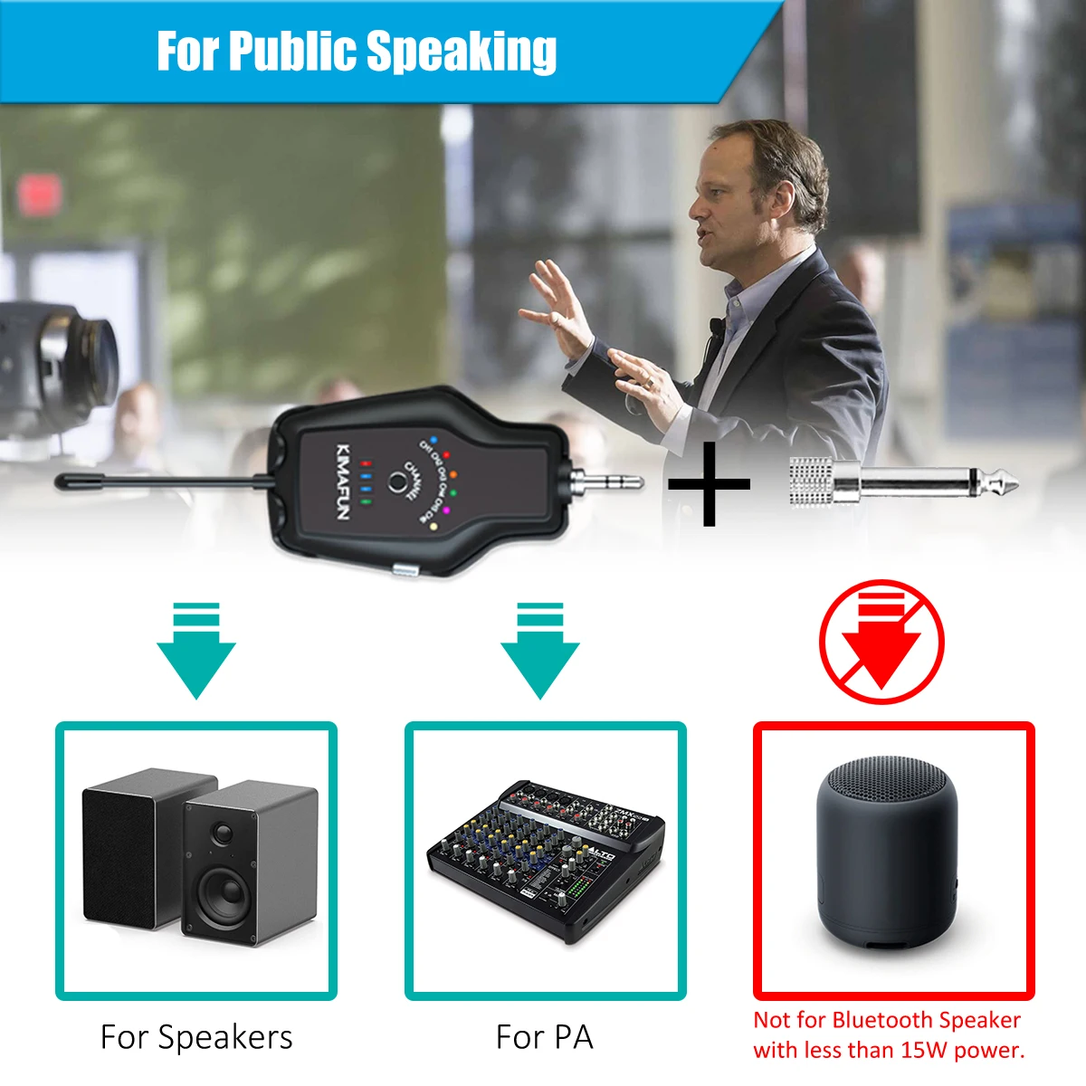 ميكروفون KIMAFUN UHF Lavalier بميكروفون لاسلكي للتسجيل في فيديو يوتيوب مقابلة مباشرة مع هاتف آيفون أندرويد DSLR بكاميرا ميكروفون