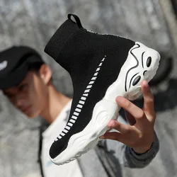Men Shoes Casual Fashion Sneakers Stretch Fabric Breathable Light Slip-on High Help Socks Shoes Couple Shoes Plus Size 35-45