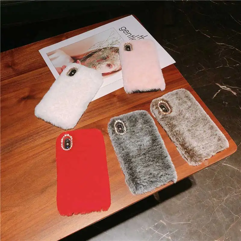 Luxury Fluffy Furry Plush Fur Phone Case for iPhone 13 12 11 Pro Max XR XS Max X 6 6s 7 8 Plus Silicone Covers for Women gift