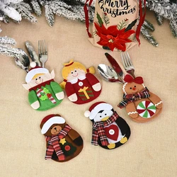 Christmas Elder Snowman Elk Doll Knife And Fork Cutlery Set Cloth Art Knife And Fork Set Decoration For XMAS Dining Table