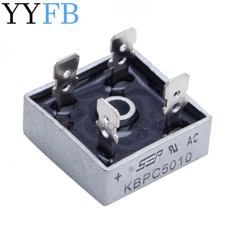 5PCS 50A KBPC5010 1000V Metal Case Single Phases Diode Bridge Rectifier