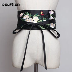 Japanese Embroidery Wide Corset Cummerbunds Kimono Belt Vintage Style Wide Belt Yukata Dress Flower Hanfu Waistband