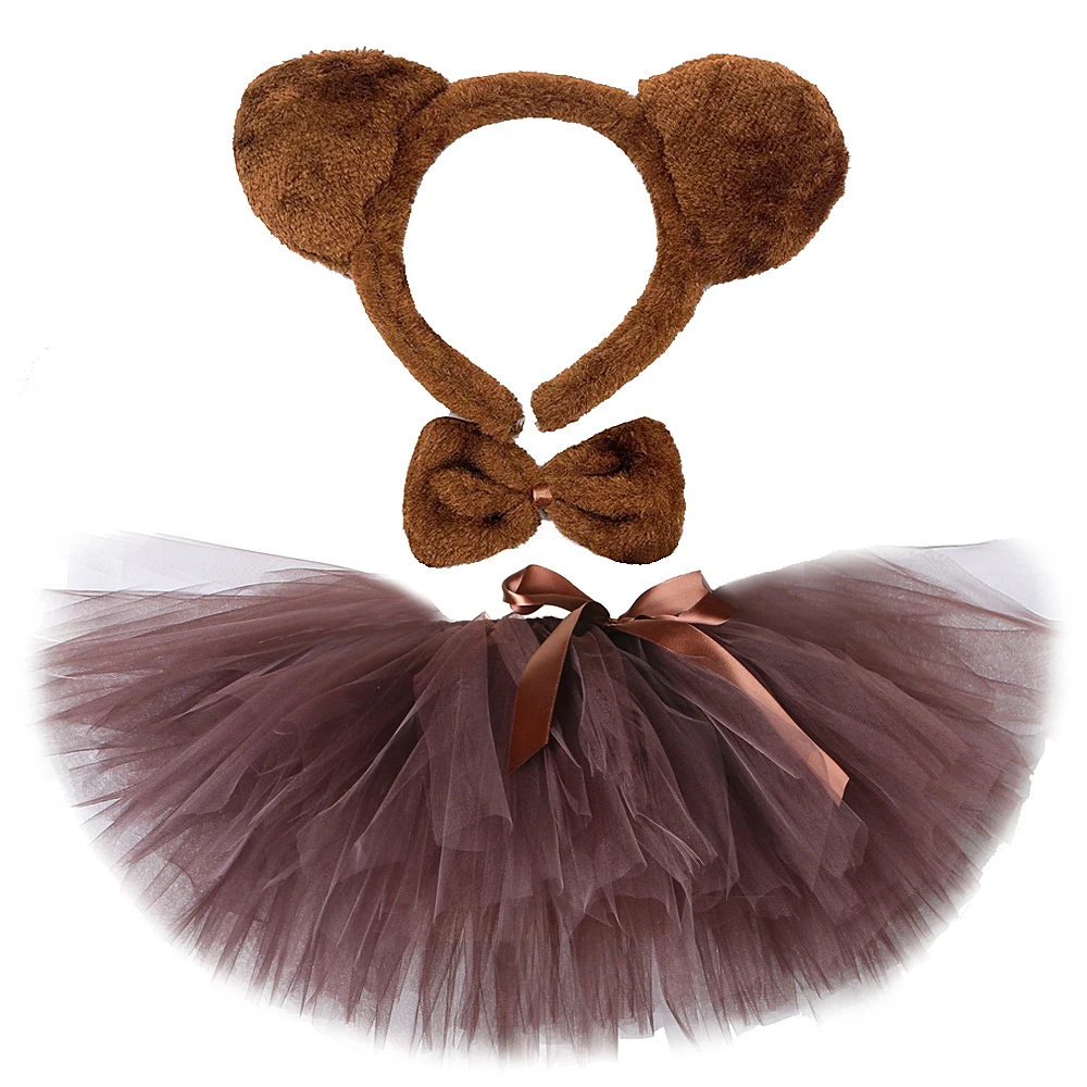 Brown Bear Tutu Skirt Outfit for Baby Girls Christmas Halloween Costumes Children Animal Skirts Girl Birthday Dance Tutus 0-14Y