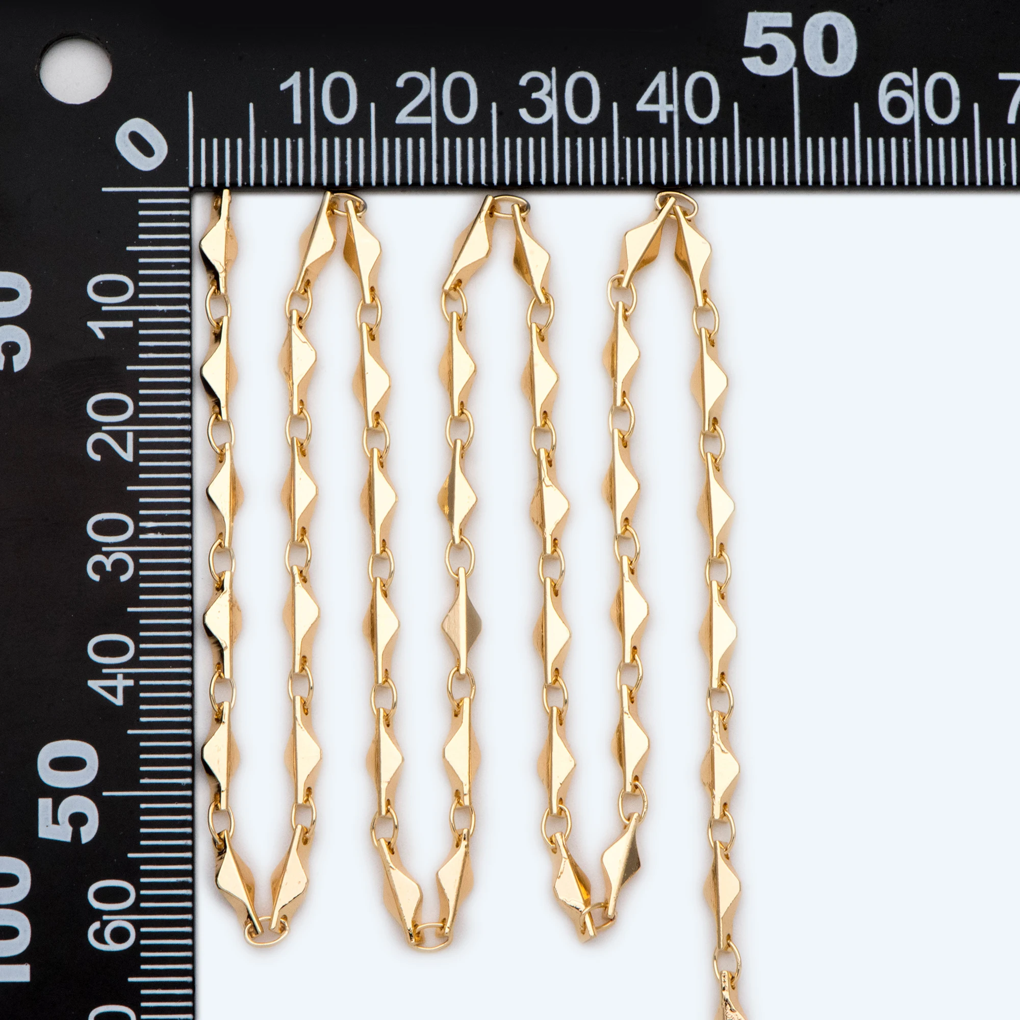 Gold Plated Brass Bar Link Chain 2.8mm, 18K Gold Plated Brass Chains, Necklace Supplies Wholesale (#LK-480)/ 1 Meter=3.3 Ft