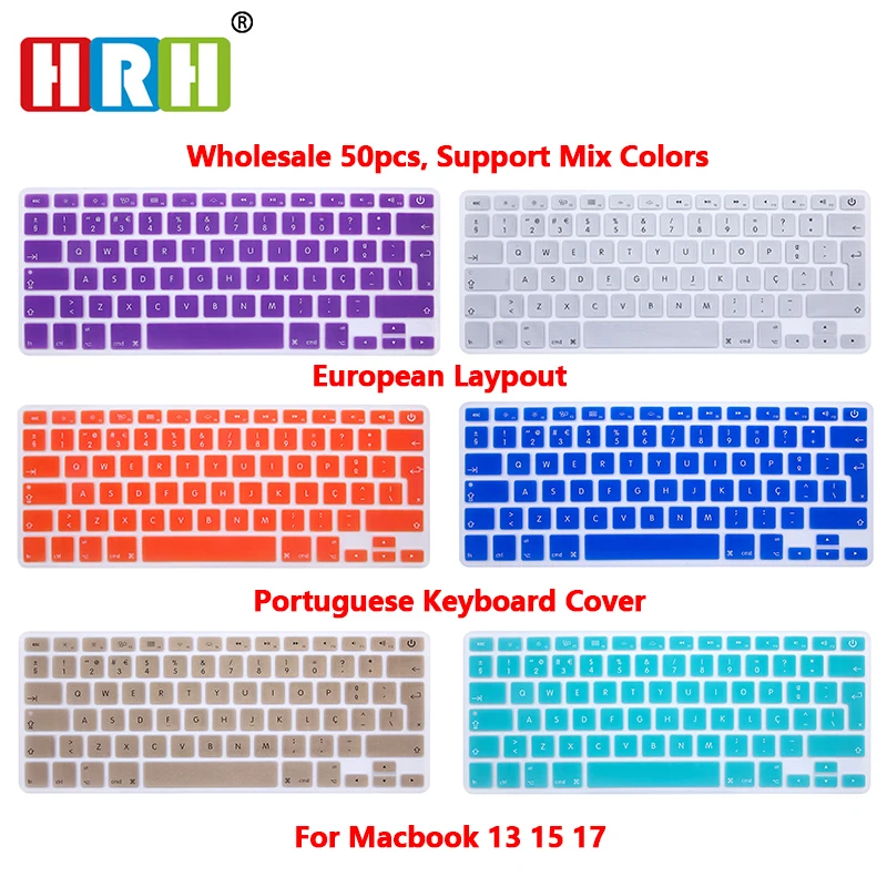 HRH Wholesale 50PCS Portuguese Silicone Keyboard Cover Skin Keyboard Protective Film for Mac Book Air 13.3 Keyboard Protector