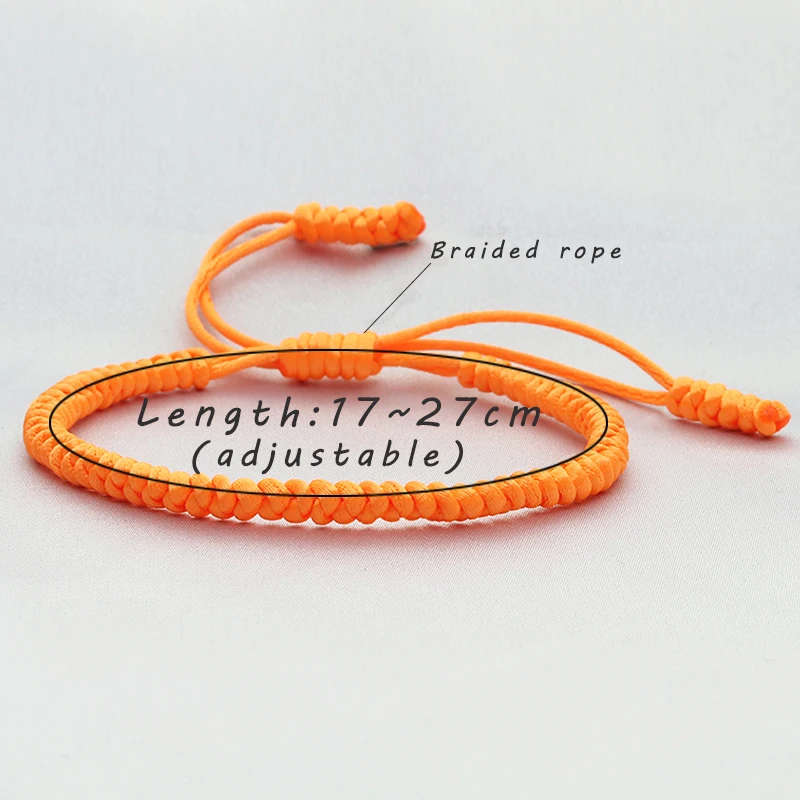 Handmade Bracelet Orange Braided Knot Rope Adjustable Charm Tibetan Buddhist Bracelets For Women Men Fashion Jewely Friend Gifts