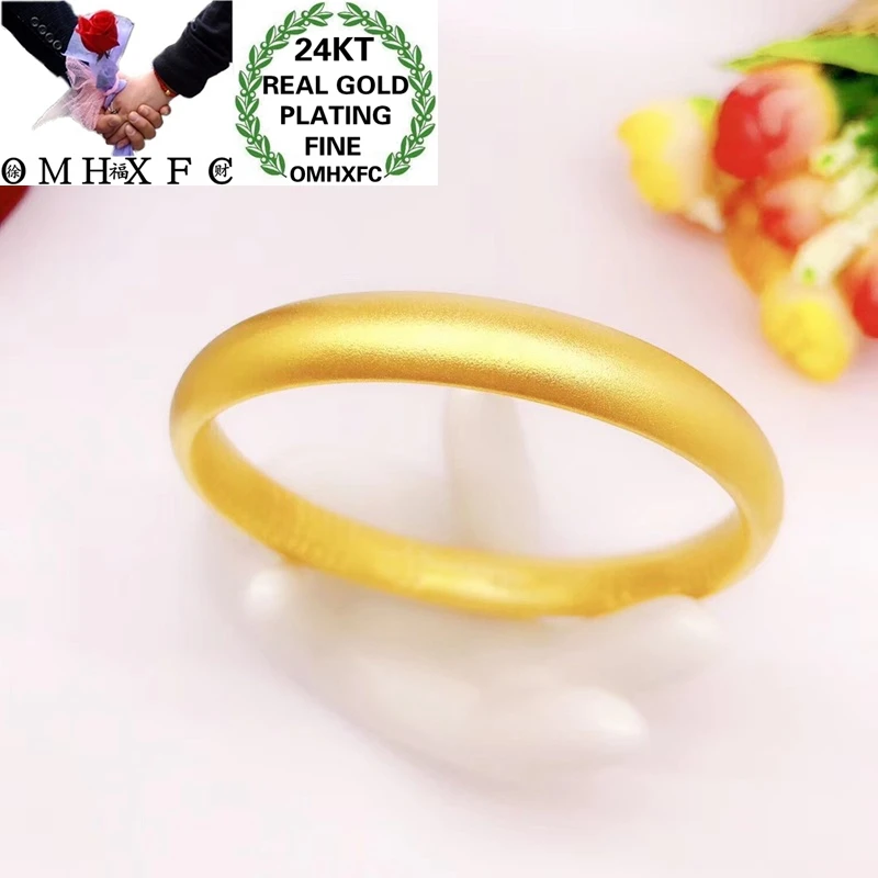 

OMHXFC Wholesale YM161 European Fashion Hot Fine Woman Girl Party Birthday Wedding Gift Simple XINJING Words 24KT Gold Bangle