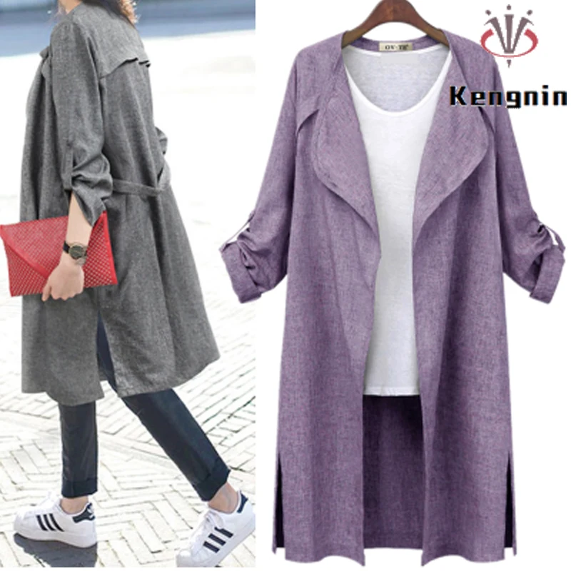 2024 Spring Autumn Women\'s Trench Coats European Style Long Sleeve Ladies Overcoat Plus Size 4XL Loose Female Windbreaker KN336