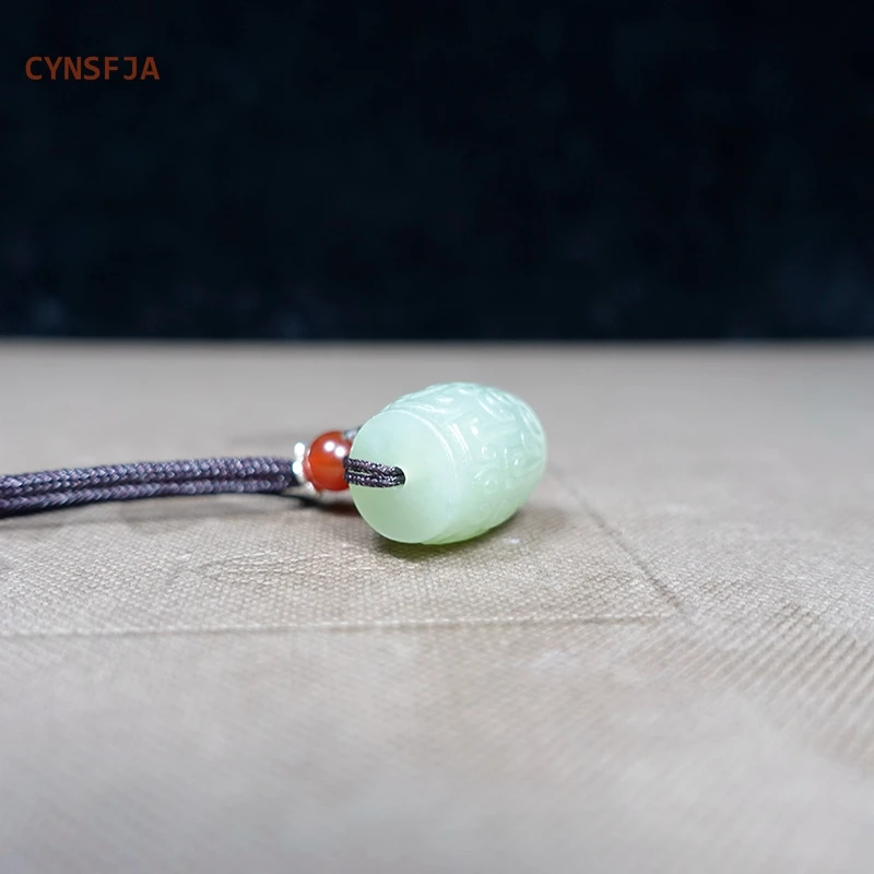CYNSFJA New Real  Certified Natural Hetian Jade Nephrite Lucky Amulets LULUTONG Jade Pendant Light Green High Quality Best Gifts