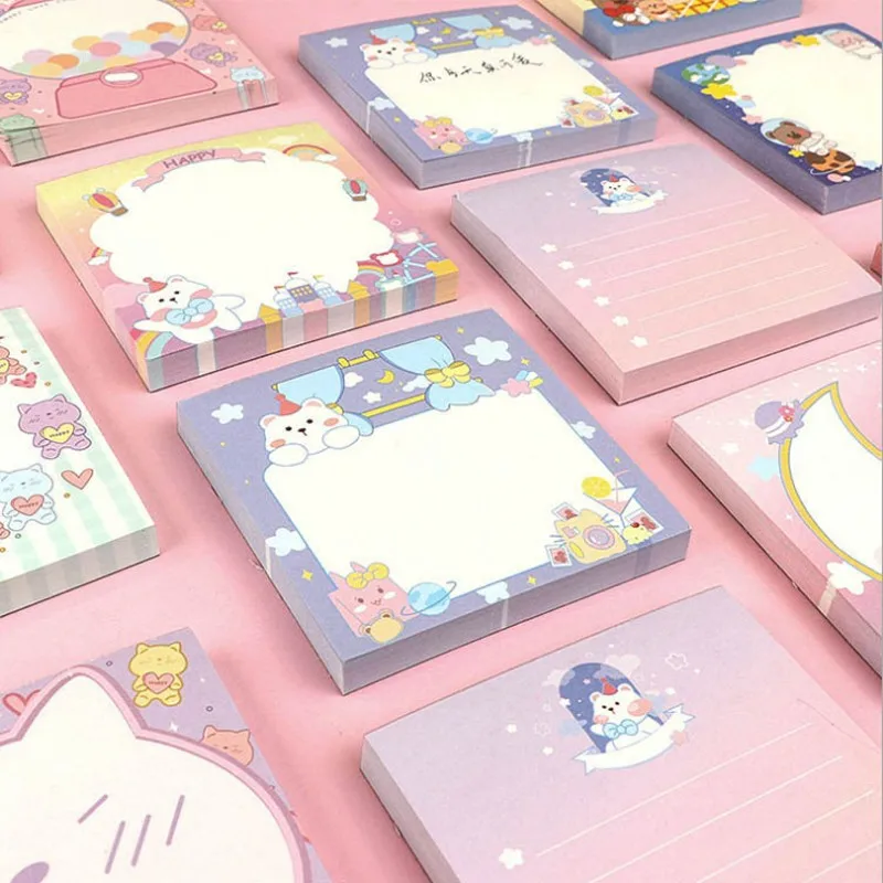 10Pack wholesale Memo Pad cartoon memo student notebooks stationery writing materials message Decoration 4 random