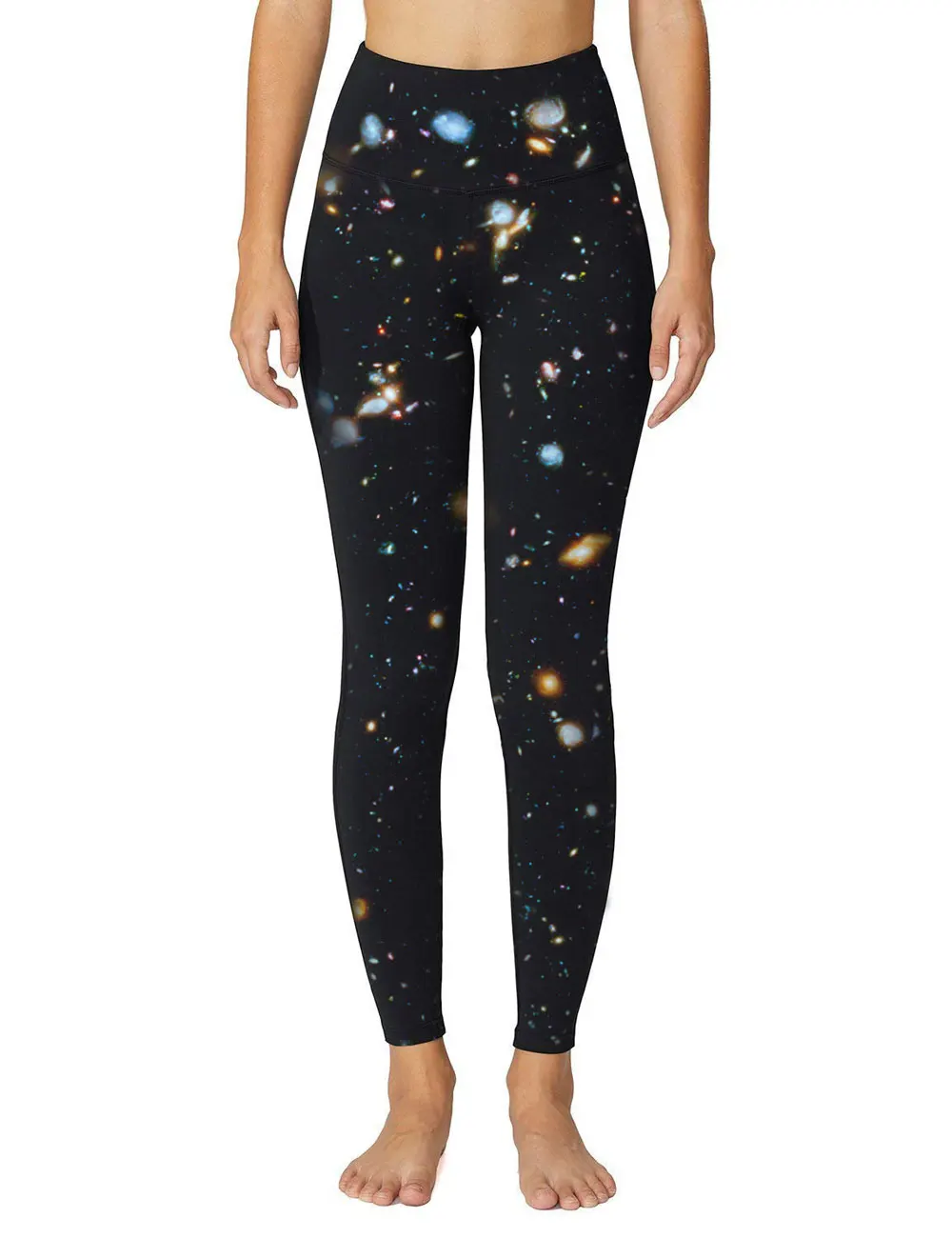 High Quality Universe Galaxies Women's Digital Printed Yoga Capris High Waist Workout Pants Moisture Wicking Running Leggings