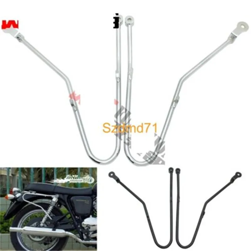 Saddlebag Support Bars Pannier Rail For Triumph Bonneville SE T100 02-16 Chrome Silver / Black