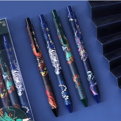 4Pcs Exquisite White Tiger Ballpoint Pens Student Stationery Cute Black Refill Gel pen Novelty Ink Pen Exquisite Gifts For Kids