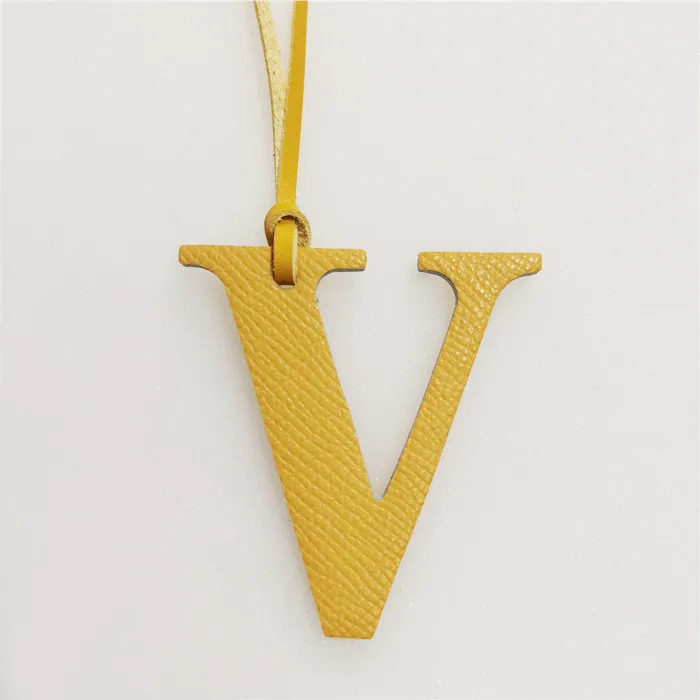 Leather English Letters Charm V Character Bag Pendant