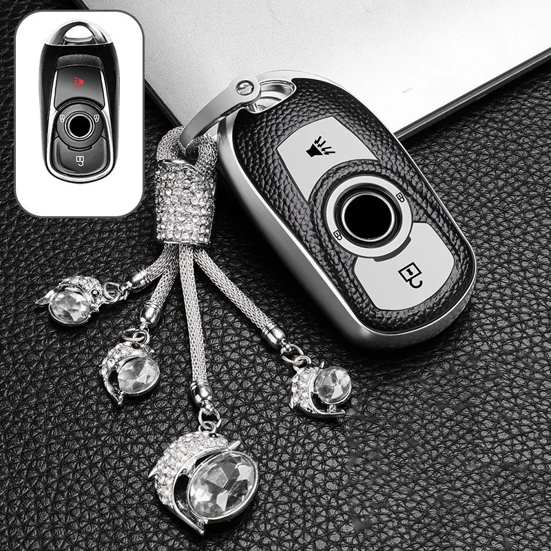 Leather TPU Car Key Cover Bag Case Shell Protector Keychain for Buick Encore Envision Excelle Lacrosse Regal Verano GX GL6