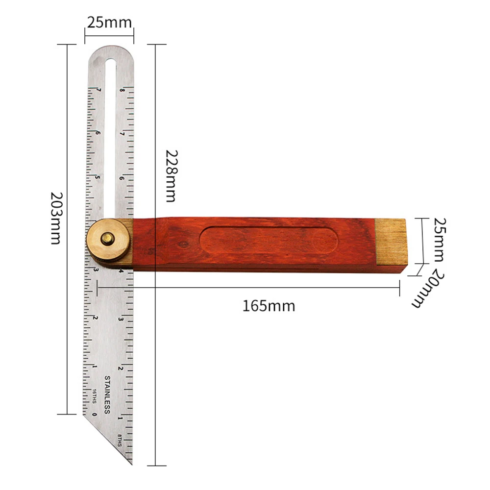 9 Inch Sliding Bevel Gauge Adjustable Gauge Measurement Tool Hardwood Handle Rotatable Ruler Angle Finder Woodworking Tool