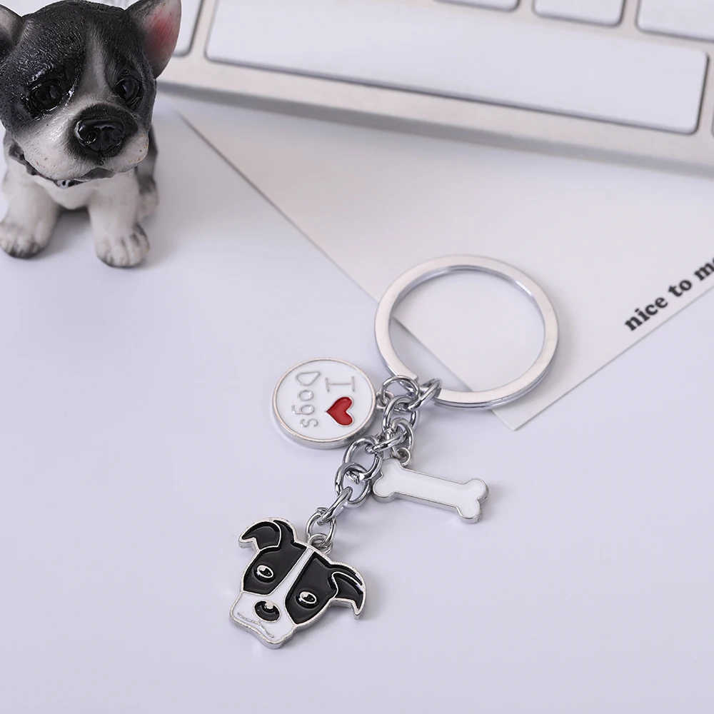 Cute Dog Keychain Metal Pet Memorial Keychain Lovely Animal poodle Chow Chow Bulldog Pendant Bag Charm Jewelry gifts