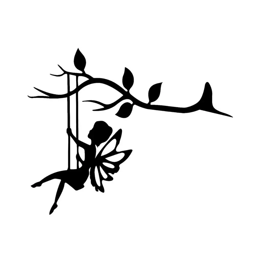 

Metal Fairy Silhouette Hanging Branch Ornament Tree Wall Art for Garden Outdoor Decor