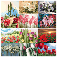 Landscape Flowers DIY Oil Painting By Numbers for Adults Kids Art Picture Color Draw Acrylic Paint On Canvas Kit Home Decor Gift