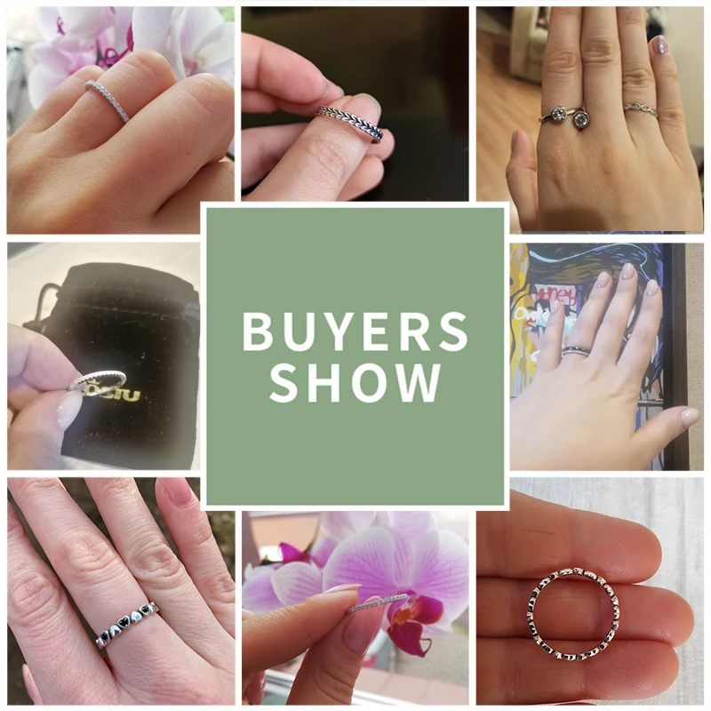 WOSTU Genuine 100% 925 Sterling Silver Glitter Stackable Circle Finger Rings For Women Engagement Wedding Round Fine Jewelry