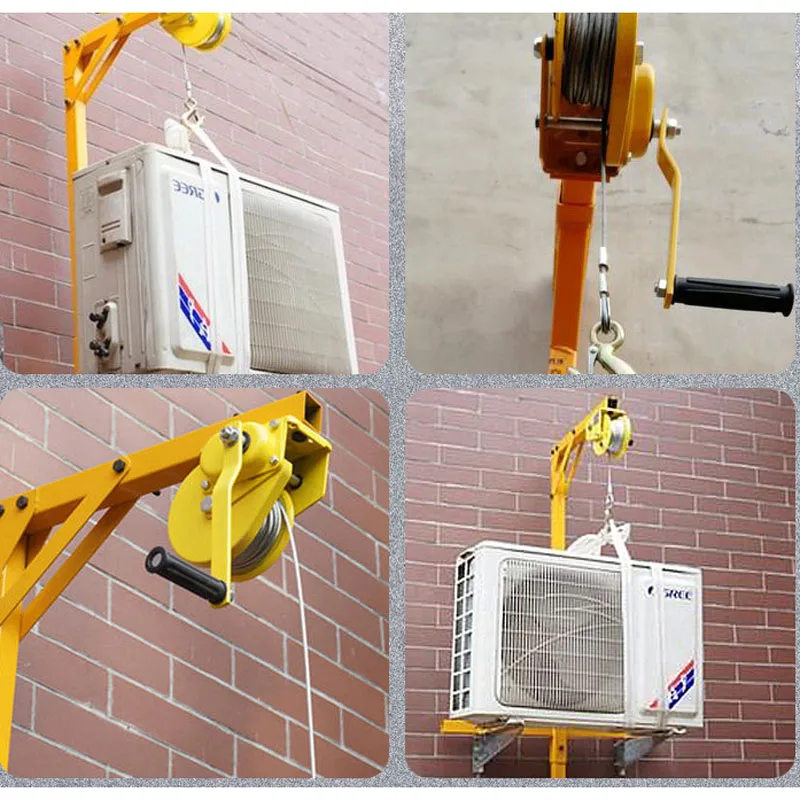 1200 lb Manual Stainless steel, outside installation lifting crane, folding, self-locking manual winch assembly air conditioner