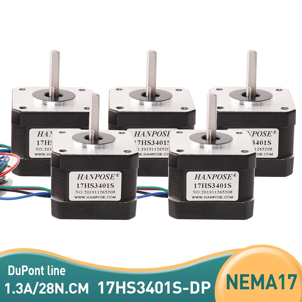 

5PCS Manufacturer Direct 17HS3401S-DP 42 Motor Two-phase Hybrid Nema17 Stepper Motor 1.3A 28N.CM For CNC Milling Machine