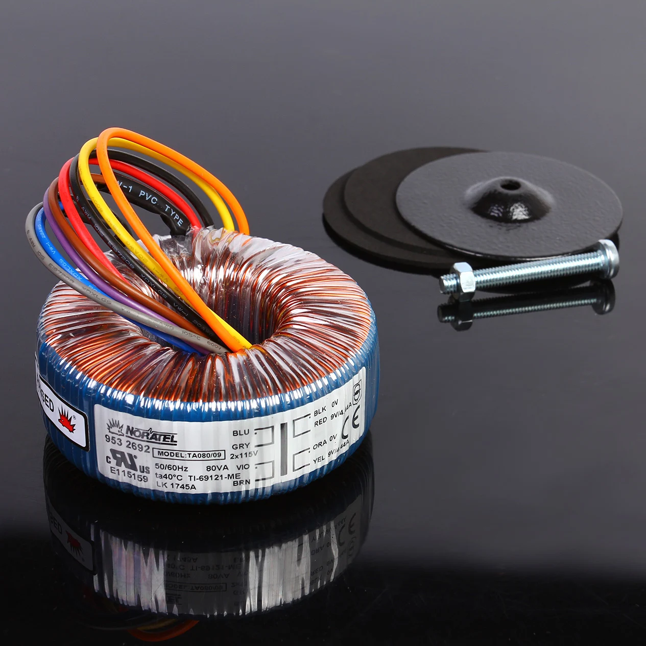 Noratel-transformador toroidal de vedação, 80w, 80va, novo, 0-230v, 50/60hz, 9v, 12v, 15v, 18v, 25v, 55v