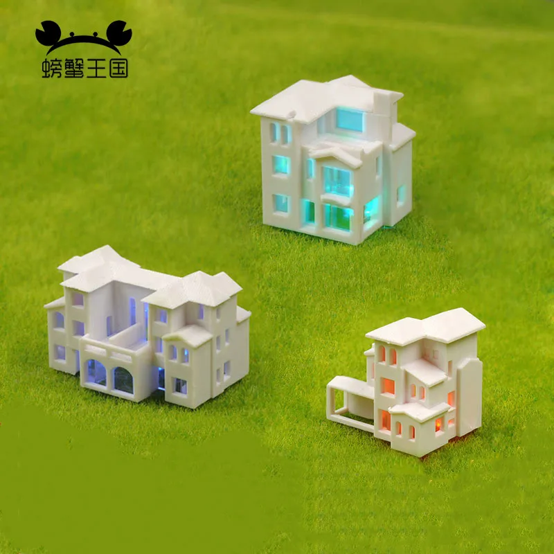 2pcs Miniature House Craft Figurine for Micro Landscape N Gauge Model Railway Accessories Garden Scenery Diorama City Building