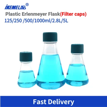 IKEME 1 ADET Erlenmeyer Şişesi Hücre Kültürü Şişesi 125 250 500 1000 m E-Işın Steril Şişe Filtre Kapağı Hidrofobik Filtre Membran