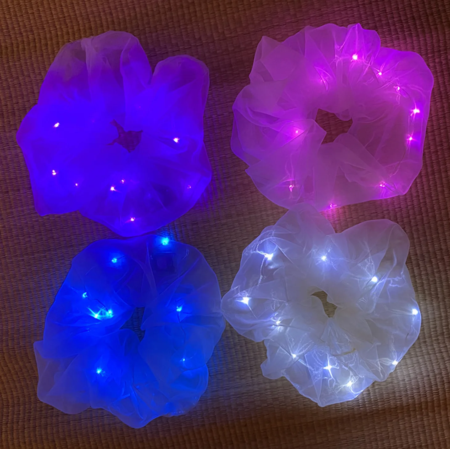 

Cheap Custom Hair Accessories Elastic Ribbon Hair Ties Scrunchies for Hair Womens LED luminous headbands