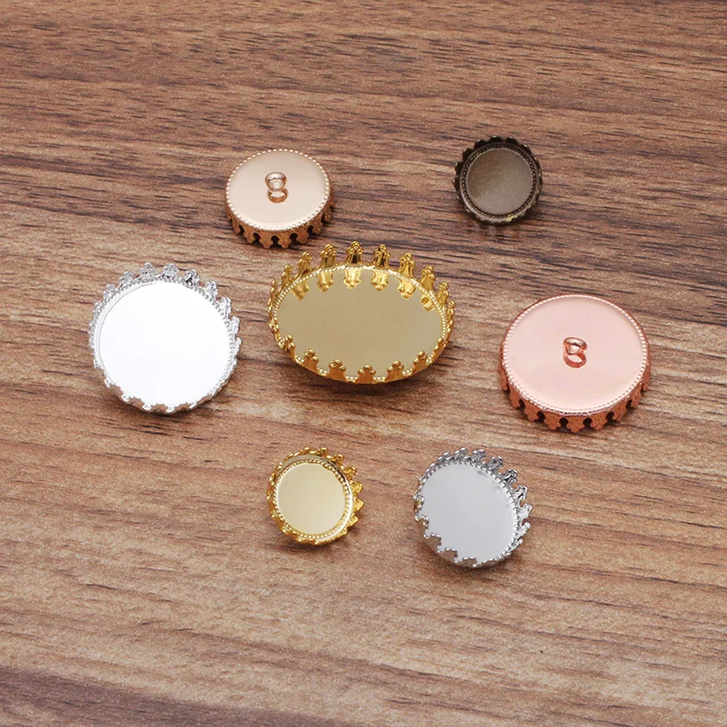 200pcs 12 15 20 25mm Covers Glass Vial Bottle Caps for Pendants Blank Jewelry Bezel Tray Base Blanks Crafts Findings Accessories