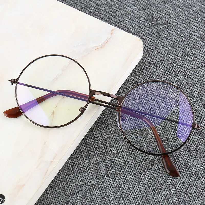 

New Retro Glasses Female Small Round Frame Literary Ultralight Anti-blue Glasses Radiation Male Myopia Round Flat Mirror