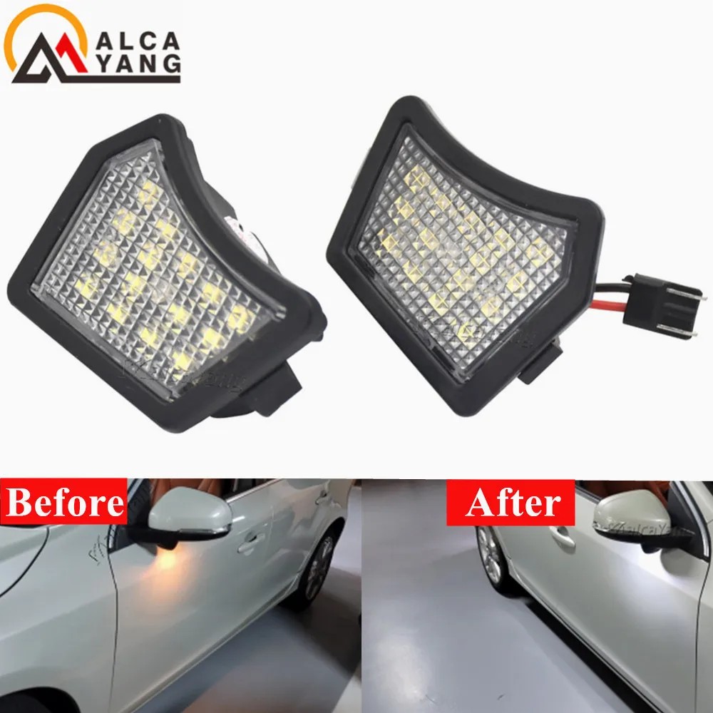 2x LED Under Mirror Puddle Light For Volvo V40 V50 V60 V70 MK3 C70 MK2 XC90 XC70 Jaguar XK XF Under Mirror Welcome Lamp