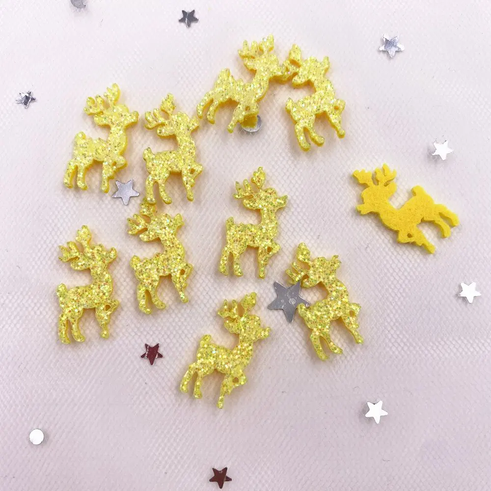 Filcowa tkanina brokatowa błyskotka Mini akcesoria w kształcie jelenia naszywka do szycia DIY świąteczna spinka do włosów akcesoria Craft XE42