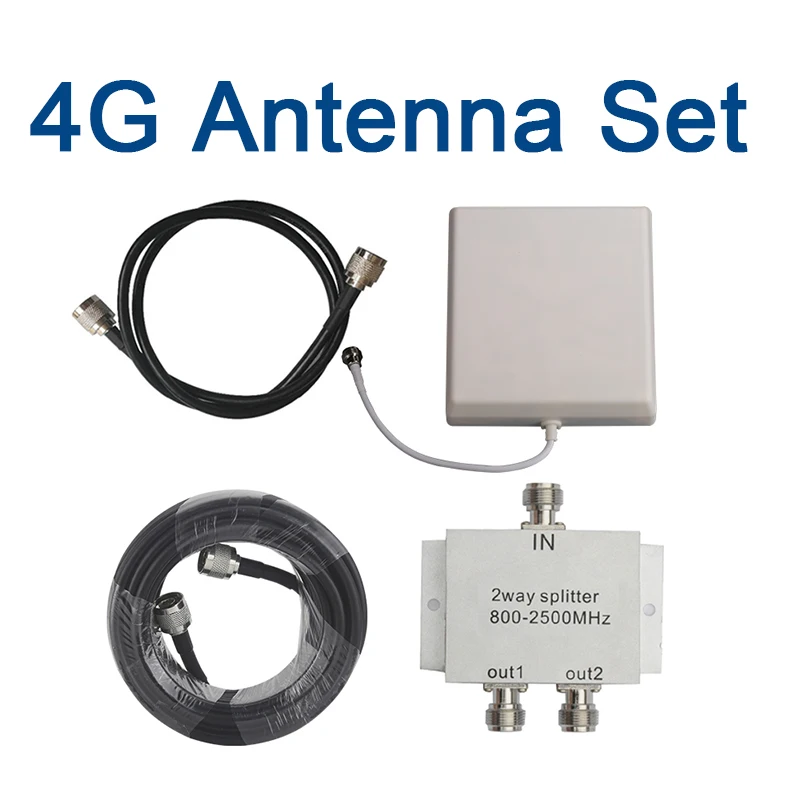 

4G Antenna Set 900+1800+2100 MObile Signal Repeater 2 Way Power Splitter+ 9dBi Panel Antenna +1Meters &10 Meters Coaxial Cable