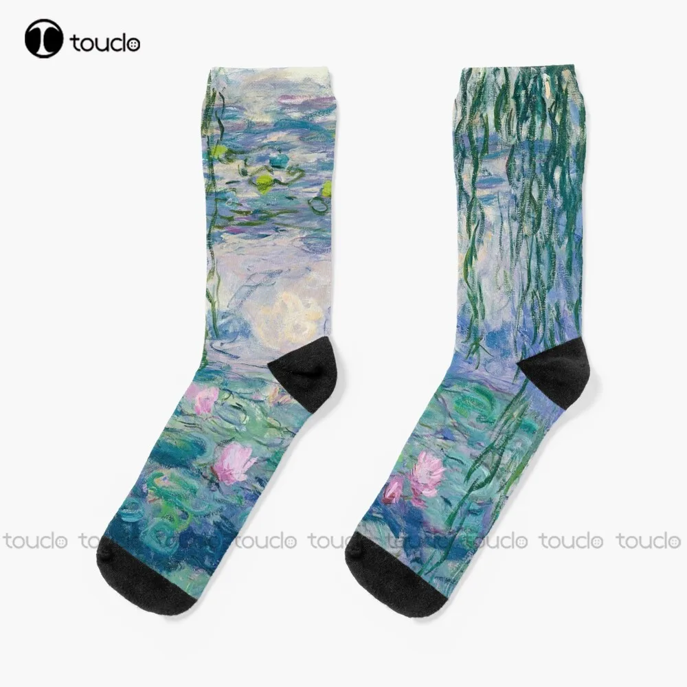 

Water Lilies Claude Monet Fine Art Socks Cotton Socks For Men Personalized Custom Unisex Adult Teen Youth Socks Fashion New