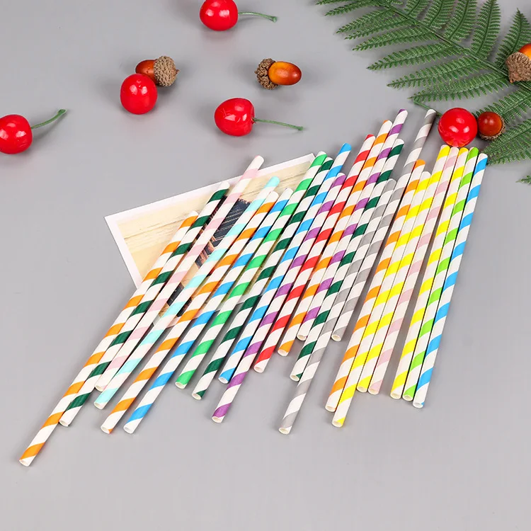 500pcs 19.7cm Colour striped paper straw,wholesale environmental  paper straw,Biodegradable paper straws