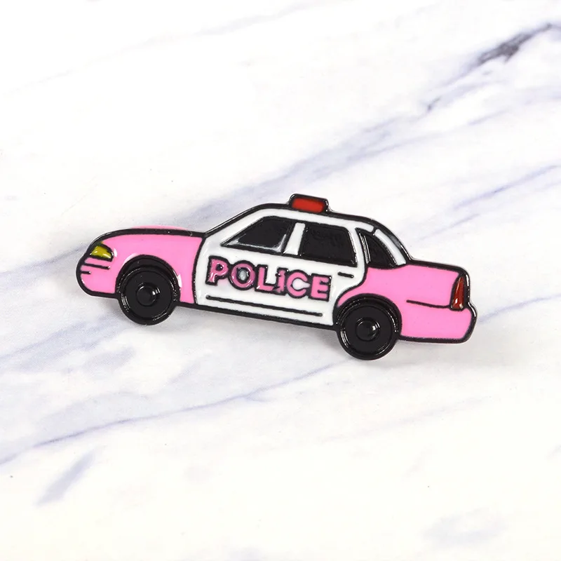 Pin k Police Car smalto Pin Cute Vintage Car Badge spilla spilla Denim Jeans Shirt Bag Cartoon Jewelry Gift for Friends Kids