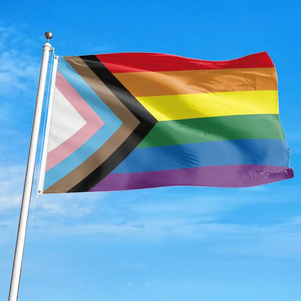 Rainbow Flag 150X90CM Banner 100D Polyester Grommets Lgbt Gay Rainbow Progress Pride Flag Lesbian Pride Peace Pennants Flag