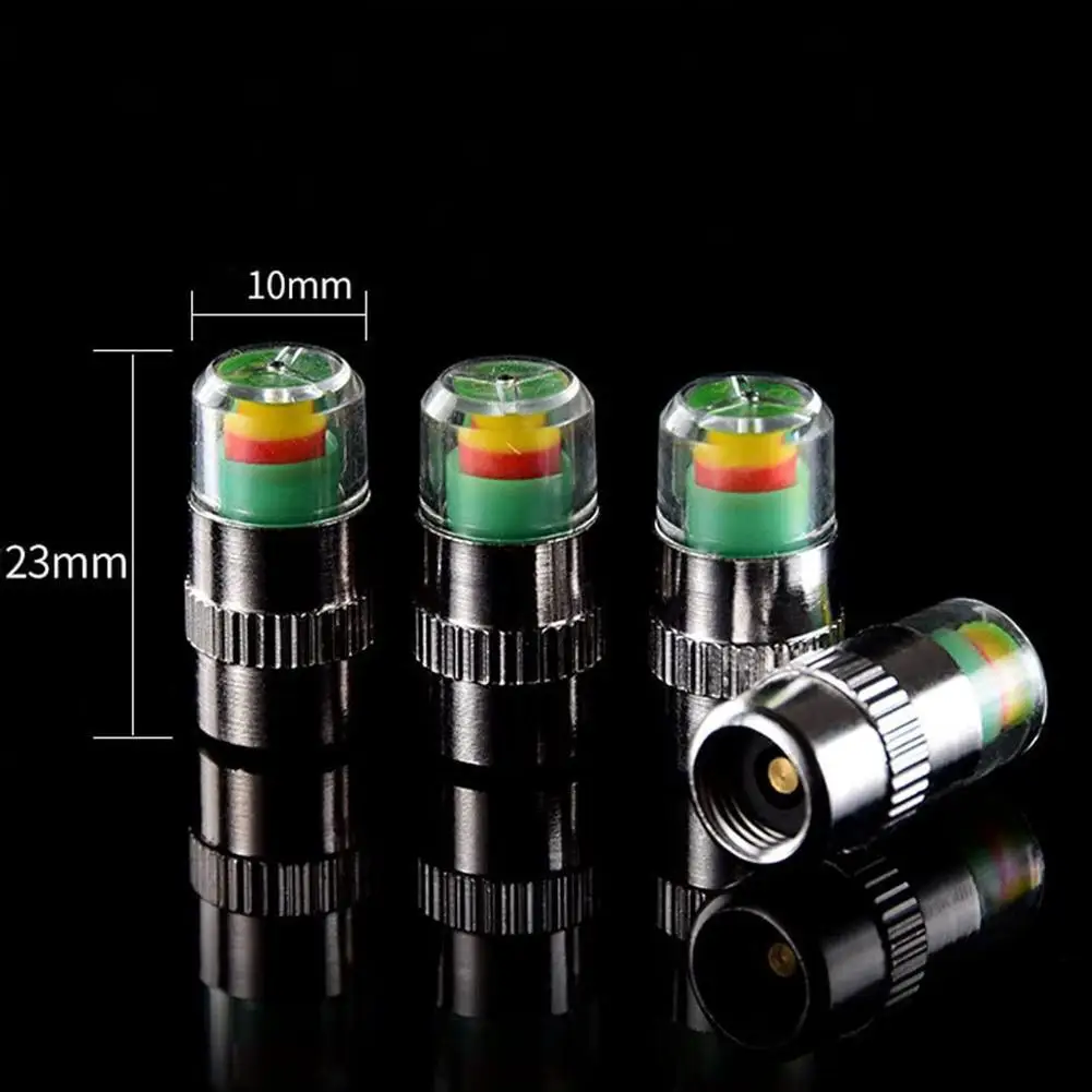 4PCS Tire Pressure 2.4 Bar 32 Psi Monitor Valve Stem Sensor Indicator Air Warning Alert Valve Pressure Alarm Tools Kit