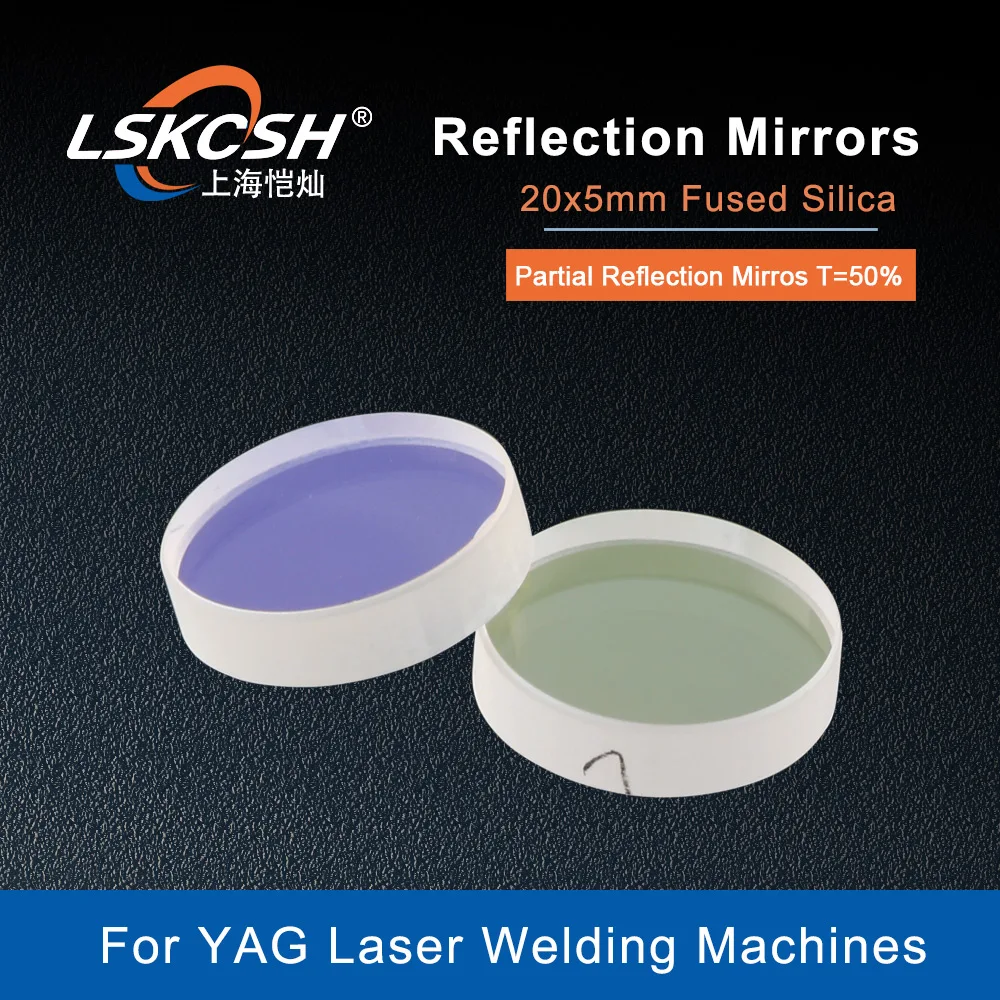 LSKCSH  YAG Laser Reflection Mirrors Total Half Partial Reflective Mirrors 20x5mm Fused Silica for Laser Cutting/Welding Machine