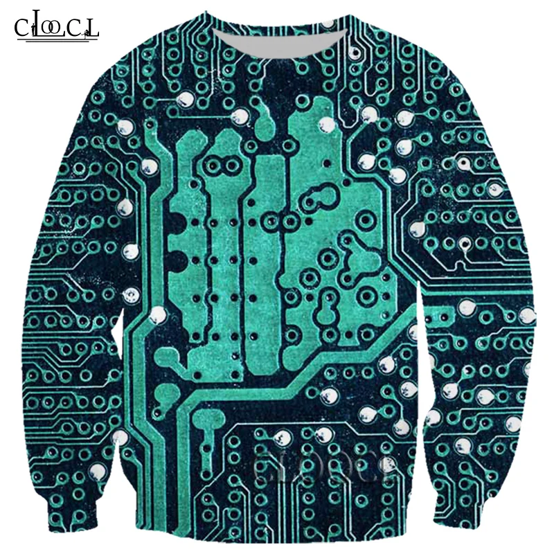 HX Newest Popular Electronic Chip Fashion Men Women 3D Print Harajuku Sweatshirt Hip Hop Unisex Hipster Couple Tops