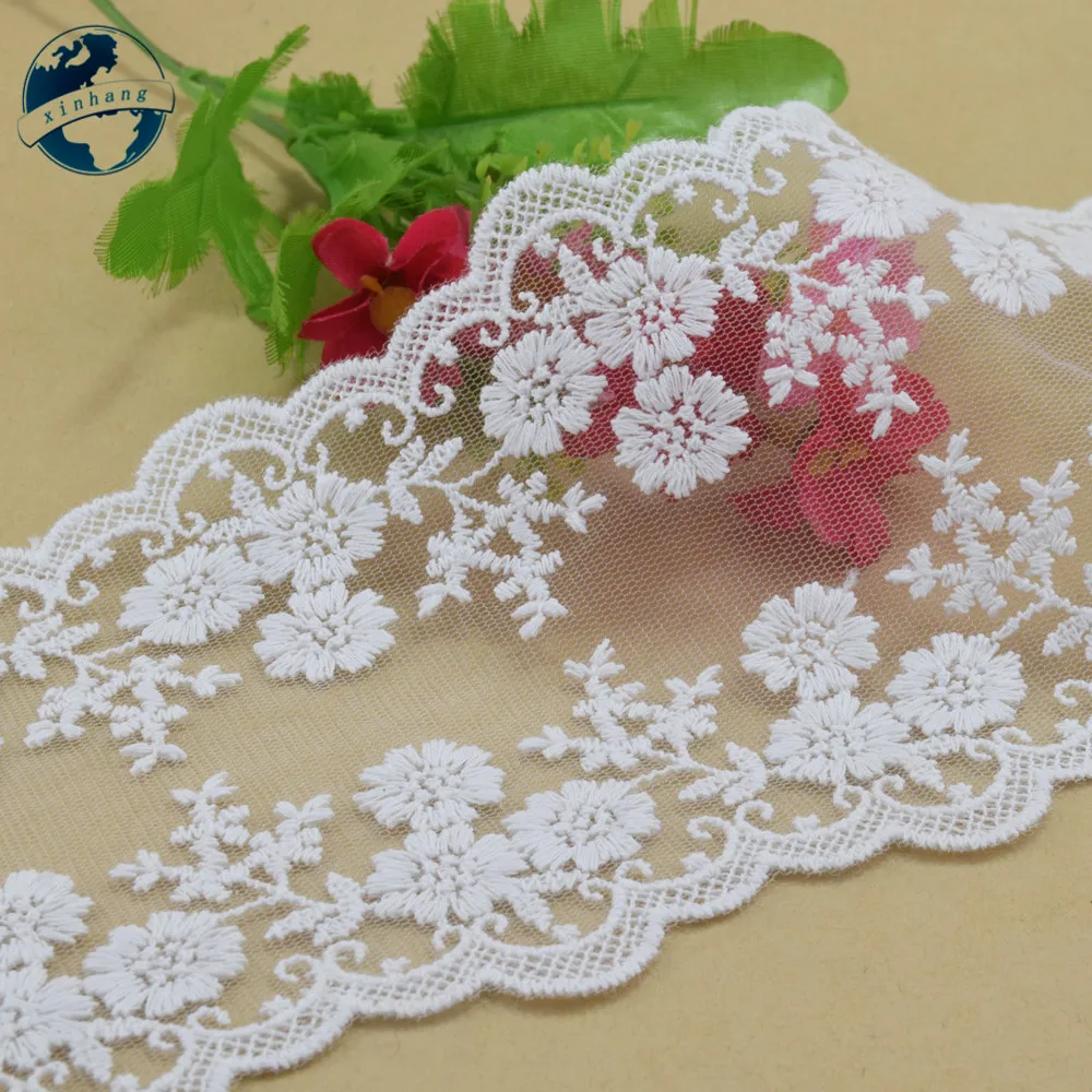 12cm Wide Wave White Cotton Embroidery Lace Ribbon Fabric Guipure Diy Trims Sofa Cover Evening Dress Sewing Accessories#4119