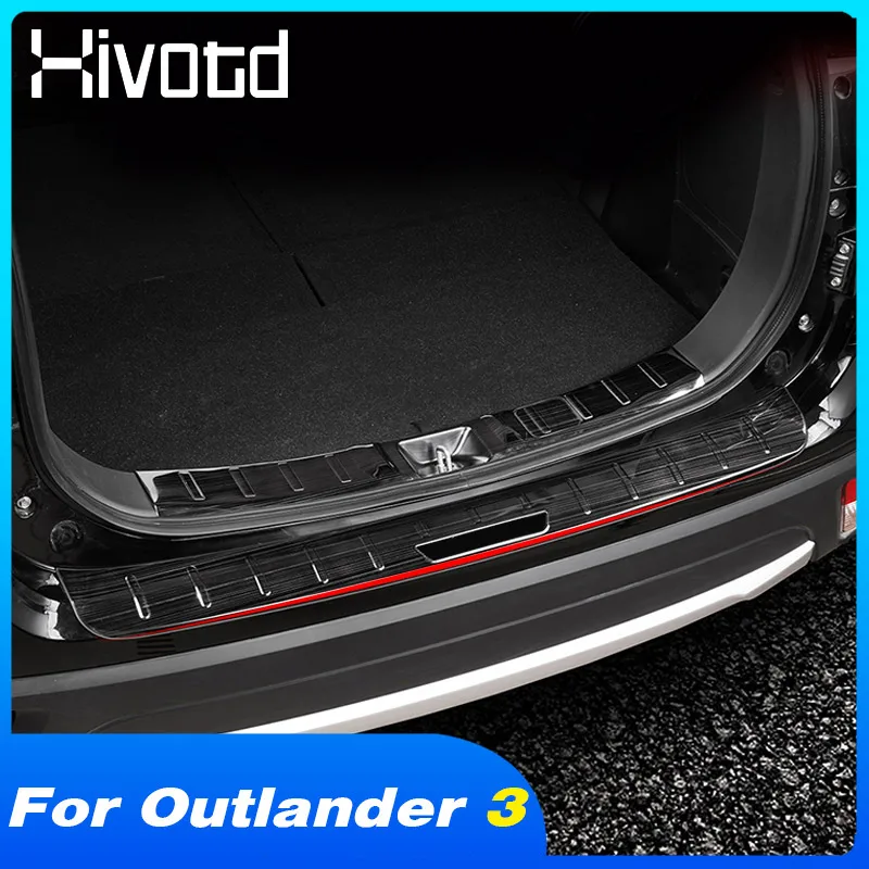 Hivotd Rear Bumper Cover Back Trunk Trim Stick Styling Exterior Decoration Car Accessories For Mitsubishi Outlander 3 2016-2022