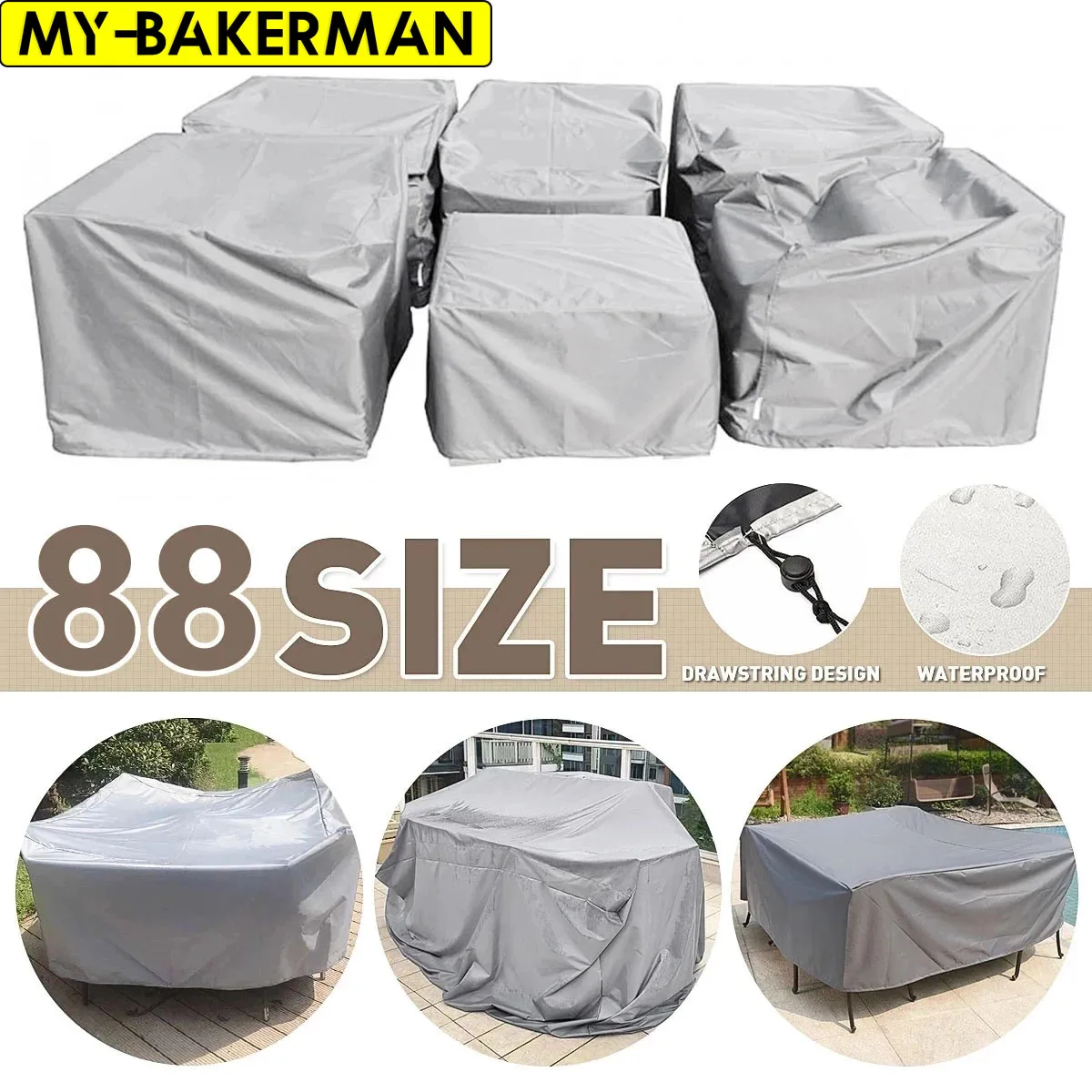 40 Size Outdoor Furniture Covers Waterproof Rain Snow Dust Wind-Proof Anti-UV Oxford Fabric Garden Lawn  Patio Furniture Covers