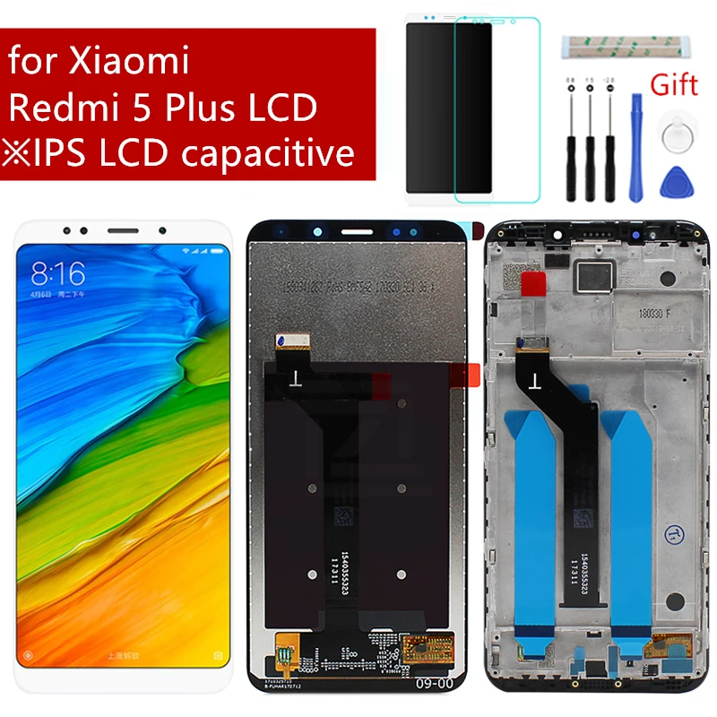 For Xiaomi Redmi 5 Plus LCD Display Touch Screen Digitizer Assembly with Frame Replacement Repair Spare Parts with Gift