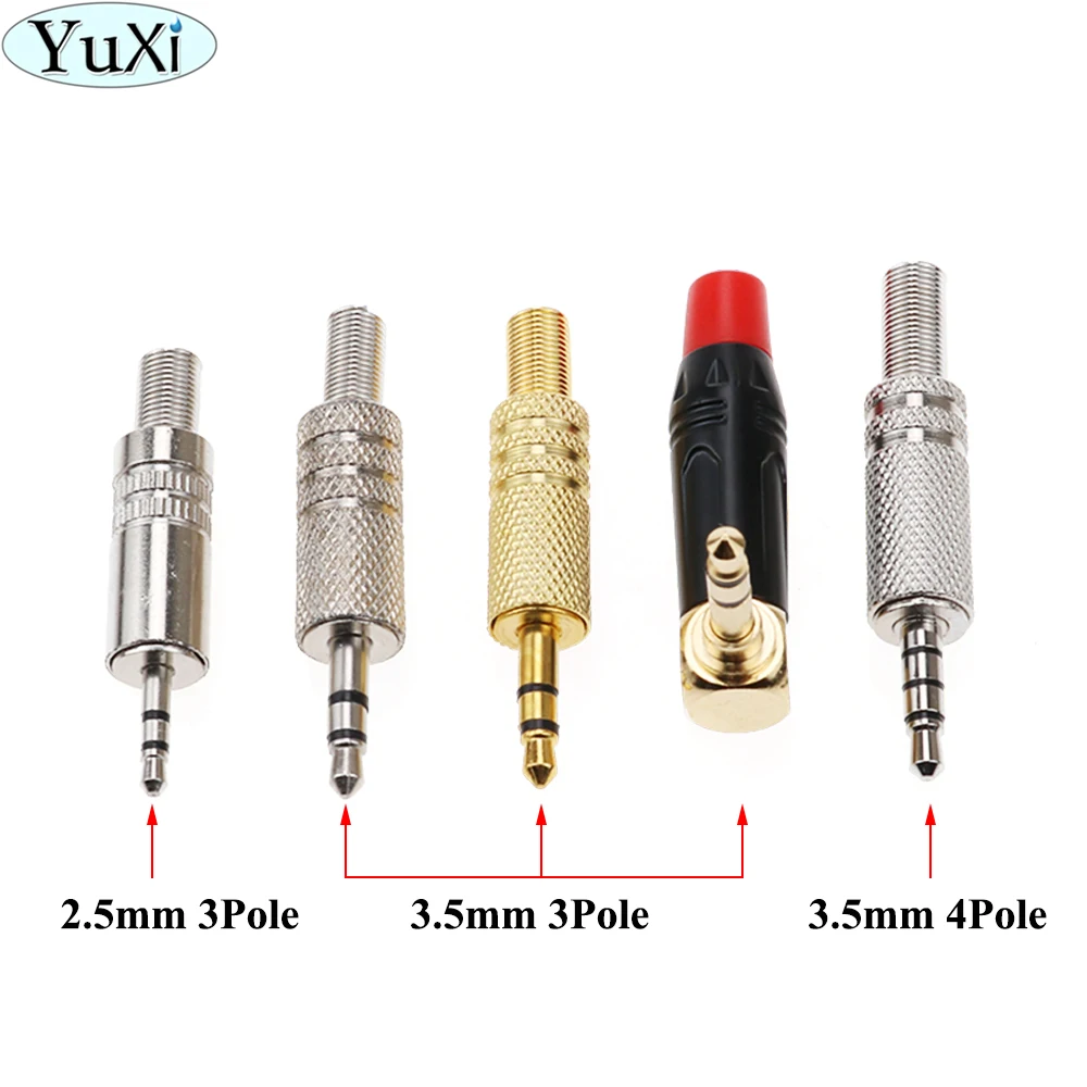 

1Piece 2.5mm 3.5mm 3 Pole 4 Pole Male Headphones Audio Jack Plug Connector Soldering For Most Earphone Jack Repair Replacement