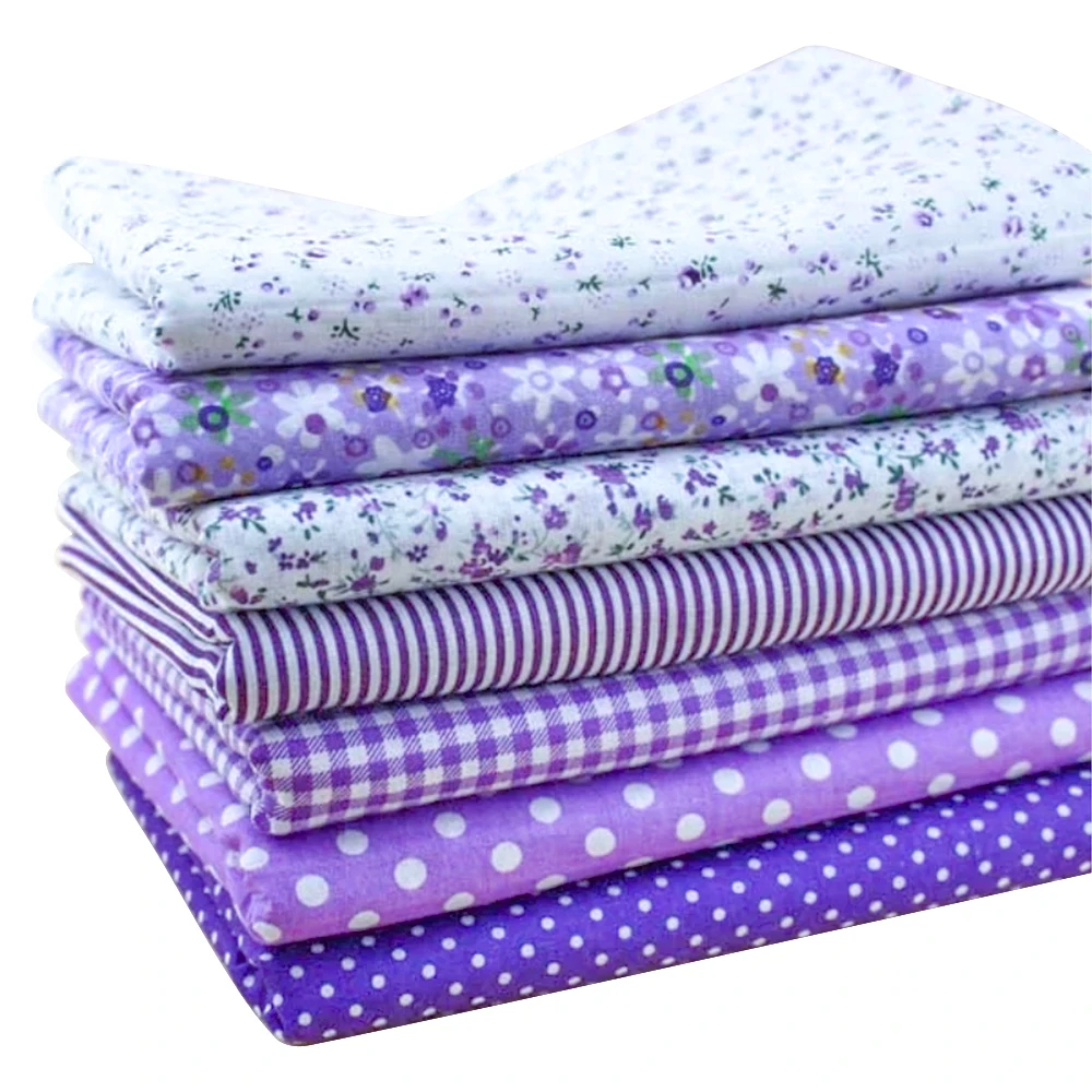 Booksew 50cm*50cm 7 pieces Purple Cotton Fabric Fat Quarter Bundle Telas Patchwork Quilting Tilda Fabric Sets Sewing