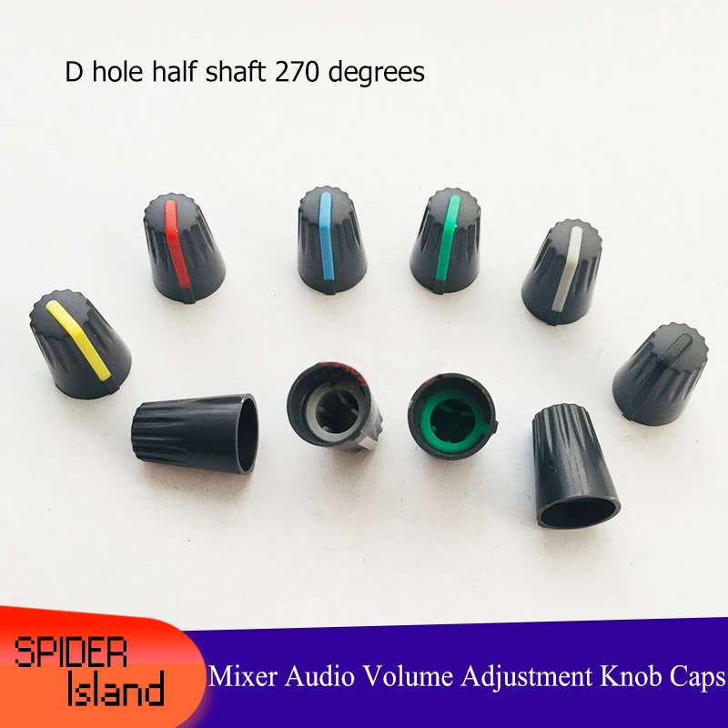 10pcs/Lot Mixer Knob Caps D Hole Half Shaft 270 Degrees DJ Knob Audio Volume Adjustment Cap/Hat